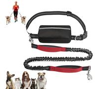 Upliftjoys Dog Leash, Upliftjoys Hands Free Dog Leash with Zipper Pouch, Dual Padded Handles Waist Leashes for Walking, Retractable Dogs Leashes for Small＆Large Dogs (Red,Single Cord)