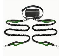 Upliftjoys Dog Leash, Upliftjoys Hands Free Dog Leash with Zipper Pouch, Dual Padded Handles Waist Leashes for Dogs Walking, Retractable Adjustable, Reflective Design (Green,Double Rope)