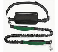 Upliftjoys Dog Leash, Upliftjoys Hands Free Dog Leash with Zipper Pouch, Dual Padded Handles Waist Leashes for Dogs Walking, Retractable Adjustable, Reflective Design (Green,Single Rope)