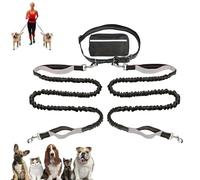 Upliftjoys Dog Leash, Upliftjoys Hands Free Dog Leash with Zipper Pouch, Dual Padded Handles Waist Leashes for Walking, Retractable Dogs Leashes for Small＆Large Dogs (Silver,Double Rope)