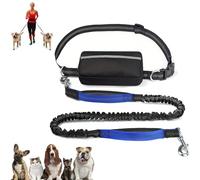 Upliftjoys Dog Leash, Upliftjoys Hands Free Dog Leash with Zipper Pouch, Dual Padded Handles Waist Leashes for Walking, Retractable Dogs Leashes for Small＆Large Dogs (Blue,Single Cord)