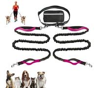 Upliftjoys Dog Leash, Upliftjoys Hands Free Dog Leash with Zipper Pouch, Dual Padded Handles Waist Leashes for Walking, Retractable Dogs Leashes for Small＆Large Dogs (Rose,Double Rope)