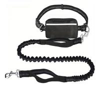 Upliftjoys Dog Leash, Upliftjoys Hands Free Dog Leash with Zipper Pouch, Dual Padded Handles Waist Leashes for Dogs Walking, Retractable Adjustable, Reflective Design (Black,Single Rope)