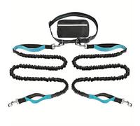 Upliftjoys Dog Leash, Upliftjoys Hands Free Dog Leash with Zipper Pouch, Dual Padded Handles Waist Leashes for Dogs Walking, Retractable Adjustable, Reflective Design (Sky Blue,Double Rope)