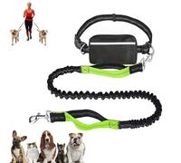 Upliftjoys Dog Leash, Upliftjoys Hands Free Dog Leash with Zipper Pouch, Dual Padded Handles Waist Leashes for Walking, Retractable Dogs Leashes for Small＆Large Dogs (Green,Single Cord)
