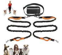 Upliftjoys Dog Leash, Upliftjoys Hands Free Dog Leash with Zipper Pouch, Dual Padded Handles Waist Leashes for Walking, Retractable Dogs Leashes for Small＆Large Dogs (Orange,Double Rope)
