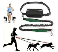 Upliftjoys Dog Leash, Upliftjoys Hands Free Dog Leash with Zipper Pouch, Retractable Adjustable Bungee Waist, for Medium and Large Dog, Reflective Design (Dark Green,Single Rope)