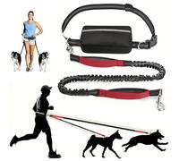Upliftjoys Dog Leash, Upliftjoys Hands Free Dog Leash with Zipper Pouch, Retractable Adjustable Bungee Waist, for Medium and Large Dog, Reflective Design (Red,Single Rope)