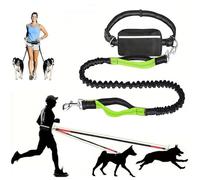 Upliftjoys Dog Leash, Upliftjoys Hands Free Dog Leash with Zipper Pouch, Retractable Adjustable Bungee Waist, for Medium and Large Dog, Reflective Design (Green,Single Rope)