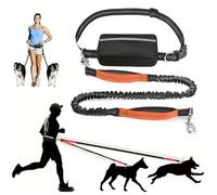 Upliftjoys Dog Leash, Upliftjoys Hands Free Dog Leash with Zipper Pouch, Retractable Adjustable Bungee Waist, for Medium and Large Dog, Reflective Design (Orange,Single Rope)
