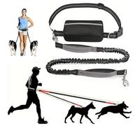Upliftjoys Dog Leash, Upliftjoys Hands Free Dog Leash with Zipper Pouch, Retractable Adjustable Bungee Waist, for Medium and Large Dog, Reflective Design (Gray,Single Rope)