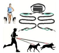 Upliftjoys Dog Leash, Upliftjoys Hands Free Dog Leash with Zipper Pouch, Retractable Adjustable Bungee Waist, for Medium and Large Dog, Reflective Design (Light Green,Double Rope)