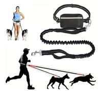 Upliftjoys Dog Leash, Upliftjoys Hands Free Dog Leash with Zipper Pouch, Retractable Adjustable Bungee Waist, for Medium and Large Dog, Reflective Design (Black,Single Rope)
