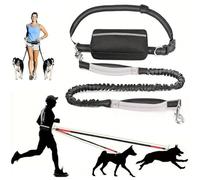 Upliftjoys Dog Leash, Upliftjoys Hands Free Dog Leash with Zipper Pouch, Retractable Adjustable Bungee Waist, for Medium and Large Dog, Reflective Design (Light Gray,Single Rope)