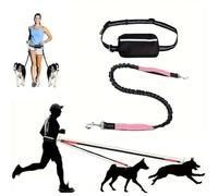 Upliftjoys Dog Leash, Upliftjoys Hands Free Dog Leash with Zipper Pouch, Retractable Adjustable Bungee Waist, for Medium and Large Dog, Reflective Design (Pink,Single Rope)