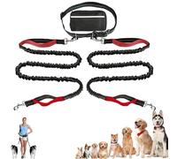 Upliftjoys Dog Leash, Upliftjoys Hands Free Dog Leash with Zipper Pouch, Retractable Dogs Leashes, Adjustable Dual Padded Handles, Reflective Design (Red-Double)