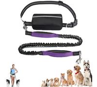 Upliftjoys Dog Leash, Upliftjoys Hands Free Dog Leash with Zipper Pouch, Retractable Dogs Leashes, Adjustable Dual Padded Handles, Reflective Design (Purple-Single)