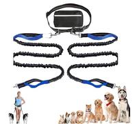 Upliftjoys Dog Leash, Upliftjoys Hands Free Dog Leash with Zipper Pouch, Retractable Dogs Leashes, Adjustable Dual Padded Handles, Reflective Design (Blue-Double)