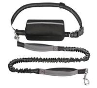 Upliftjoys Hands Free Dog Leash with Zipper Pouch, 5.5 Ft Hands Free Dog Leash with Zipper Pouch Dual Padded Handles, for Small＆Large Dogs, Running, Walking & Training (Grey)
