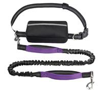 Upliftjoys Hands Free Dog Leash with Zipper Pouch, 5.5 Ft Hands Free Dog Leash with Zipper Pouch Dual Padded Handles, for Small＆Large Dogs, Running, Walking & Training (Purple)