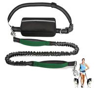Upliftjoys Hands-Free Dog Leash with Zipper Pouch - Adjustable Bungee Waist Leash for Running & Walking, Dual Padded Handles, Reflective Design - Fits Small to Large Dogs (Grass Green,Single Cord)