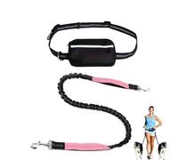 Upliftjoys Hands-Free Dog Leash with Zipper Pouch - Adjustable Bungee Waist Leash for Running & Walking, Dual Padded Handles, Reflective Design - Fits Small to Large Dogs (Pink,Single Cord)