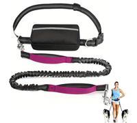Upliftjoys Hands-Free Dog Leash with Zipper Pouch - Adjustable Bungee Waist Leash for Running & Walking, Dual Padded Handles, Reflective Design - Fits Small to Large Dogs (Rose,Single Cord)