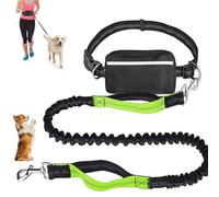 Upliftjoys Hands Free Dog Leash with Zipper Pouch, Dual Padded Handles Running for Medium and Large Dog, Retractable Adjustable Bungee Waist, Reflective Design (Cyan,Single)