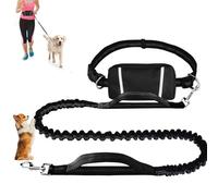 Upliftjoys Hands Free Dog Leash with Zipper Pouch, Dual Padded Handles Running for Medium and Large Dog, Retractable Adjustable Bungee Waist, Reflective Design (Black,Single)