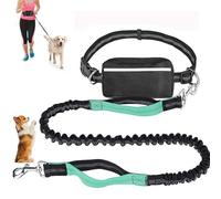 Upliftjoys Hands Free Dog Leash with Zipper Pouch, Dual Padded Handles Running for Medium and Large Dog, Retractable Adjustable Bungee Waist, Reflective Design (Green,Single)