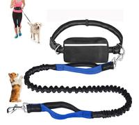 Upliftjoys Hands Free Dog Leash with Zipper Pouch, Dual Padded Handles Running for Medium and Large Dog, Retractable Adjustable Bungee Waist, Reflective Design (Blue,Single)