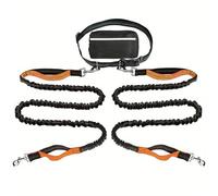 Upliftjoys Hands Free Dog Leash with Zipper Pouch, Upliftjoys Dog Leash, Dual Padded Handles Running Leashs, Retractable Dogs Leashes for Small&Large Dogs(Orange,2 Leashes)