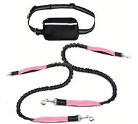 Upliftjoys Hands Free Dog Leash with Zipper Pouch, Upliftjoys Dog Leash, Dual Padded Handles Running Leashs, Retractable Dogs Leashes for Small&Large Dogs(Pink,2 Leashes)