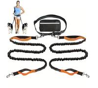 Upliftjoys Hands Free Dog Leash with Zipper Pouch, Upliftjoys Dog Leash, Dual Padded Handles Running Leashes for Medium and Large Dogs, Retractable Bungee Waist & Reflective Design (K-,2 Leashes)