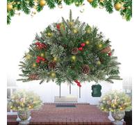 Upliftjoys - Relleno de urna artificial preiluminado, árboles de pino de Navidad artificiales iluminados de 18 pulgadas con estaca de trípode, 60 luces LED, relleno de maceta de vacaciones para