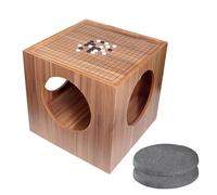 UPLTOE Conjunto De Muebles De Mesa De Juego, Mesa Baja 2 En 1 De Ajedrez Y Go, Aberturas Circulares De 4 Lados para Almacenamiento Oculto, Tablero De Madera 454×454 Mm, para Leer Y Tomar Té B