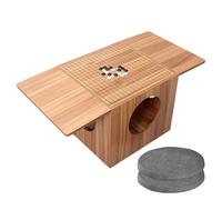 UPLTOE Juego De Mesa 2 En 1 De Ajedrez Y Go, Mesa De Doble Cara Ajedrez Go, Tablero De Madera 454×454 Mm, Almacenamiento Circular De 4 Lados para Piezas, Mandos, Libros, para Juegos Familiares E