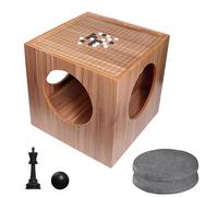 UPLTOE Mesa de ajedrez Multifuncional de Madera | Juego de Mesa 2 en 1 de ajedrez y Go | con Tablero de Go/Cojines | Aberturas Circulares de 4 Lados, diseño Que Ahorra Espacio C