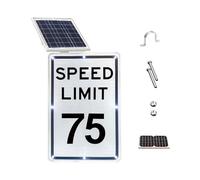 UPLTOE Señal de Reducir la Velocidad - LED Solar, Seleccionable de 5-95 mph, Aluminio Reflectante Grado Ingeniero de 45x60 cm, LED 100K Horas, IP65, Kit de Montaje 75mph