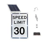 UPLTOE Señal de Reducir la Velocidad - LED Solar, Seleccionable de 5-95 mph, Aluminio Reflectante Grado Ingeniero de 45x60 cm, LED 100K Horas, IP65, Kit de Montaje 30mph