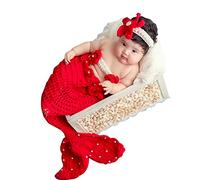 Uposao 3 piezas de accesorios para fotografía de bebé recién nacido, accesorios para disfraz de sirena, juego de disfraz de ganchillo hecho a mano, juego de ropa para bebés y niñas