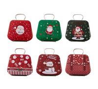 Uposao 6 cajas de Navidad para caramelos, cajas de lata con bolso de mano, lata de chocolate, caja de regalo de Navidad, caja de regalo