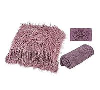 Uposao Accesorios de fotografía para recién nacidos, 3 piezas, accesorios para fotos de bebé, tapete de fotografía y diadema, manta para fotos de bebé recién nacido, accesorios de fotografía para