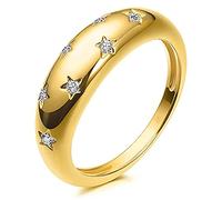 Uposao Anillo de estrella de circonita dorada para mujer y niña, anillo de pareja de oro, anillo midi anillo de confianza, anillo de compromiso, anillos de boda para hombre y mujer