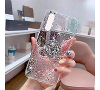 Uposao Compatible con Galaxy A20S Funda Purpurina Glitter Estrellas Diseño con Anillo Soporte Móvil Brillante Bling Silicona TPU Funda Carcasa a Anti Choque Antiarañazo Suave Funda,Claro