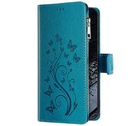 Uposao Compatible con Huawei Mate 20 Lite Funda Cuero Carcasa Mariposa Flores Funda Protectora Flip Libro Wallet Case Billetera con Ranura para Tarjetas Cierre Magnético Piel Funda Plegable,Azul