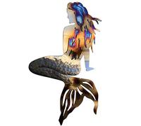 Uposao Decoración de pared de hierro forjado en forma de sirena artesanal de sirena de hierro forjado de metal para la decoración de la playa de jardín a la casa