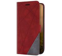 Uposao Funda Compatible con Galaxy A20e Case Cartera Funda de Piel con función Atril Ranura para Tarjetas Funda Tipo Libro magnética Protectora para Galaxy A20e, Rojo