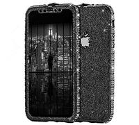 Uposao Funda para XR Carcasa para Niña Mujere Girly Case Cover,Purpurina Funda Lujosa Brillante Bling Glitter Diamante Metal Marco Bumper Silicona TPU Gel Suave Funda Cubierta,Negro