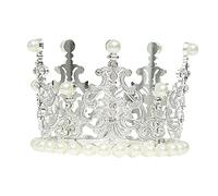 Uposao Mini corona para tartas, decoración vintage dorada y plateada para tartas, 1 unidad, metálica, perfecta para cumpleaños, bodas, ocasiones de revelación de género